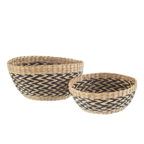 Black Chevron Seagrass Decorative Bowls