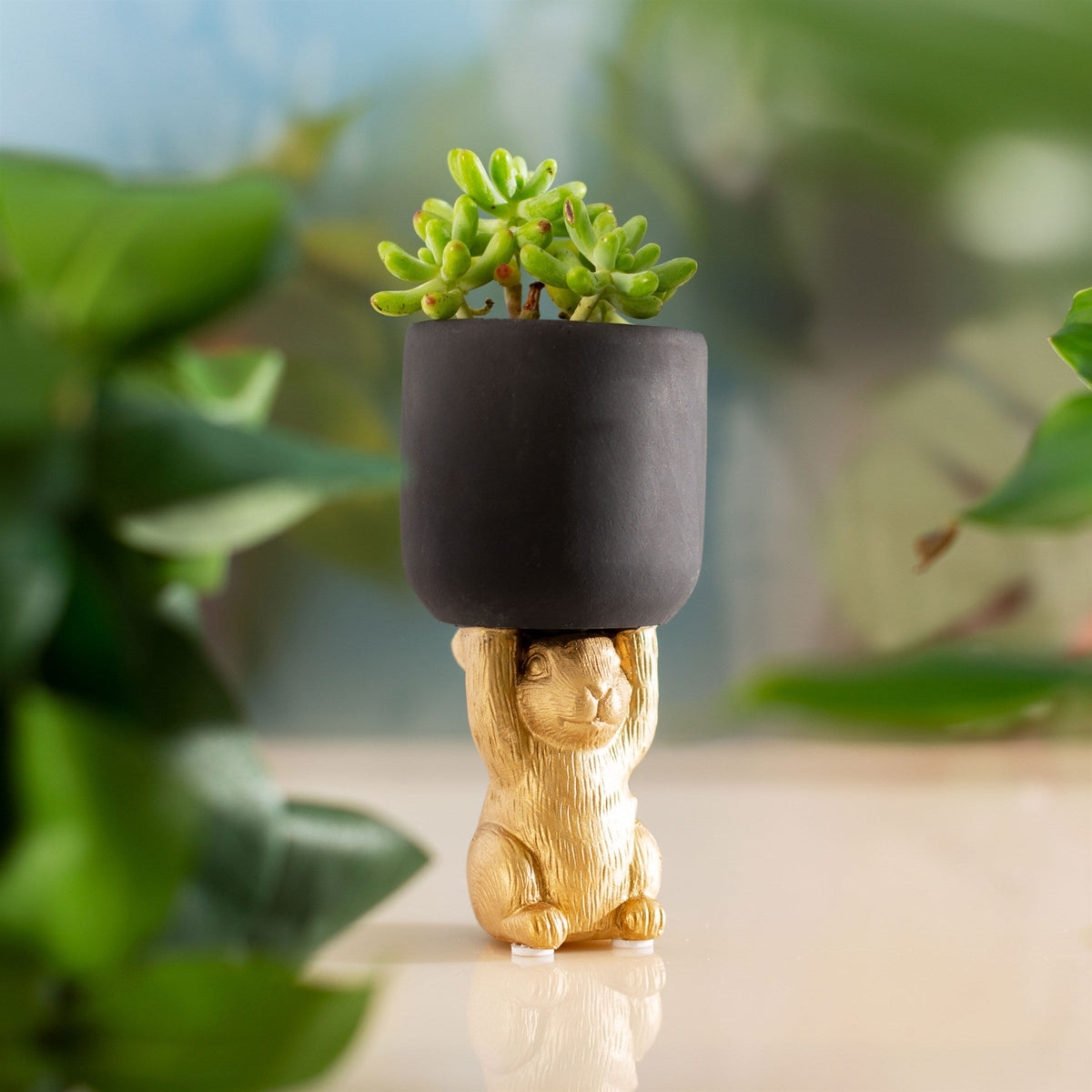 Golden Rabbit Pedestal Planter - Small