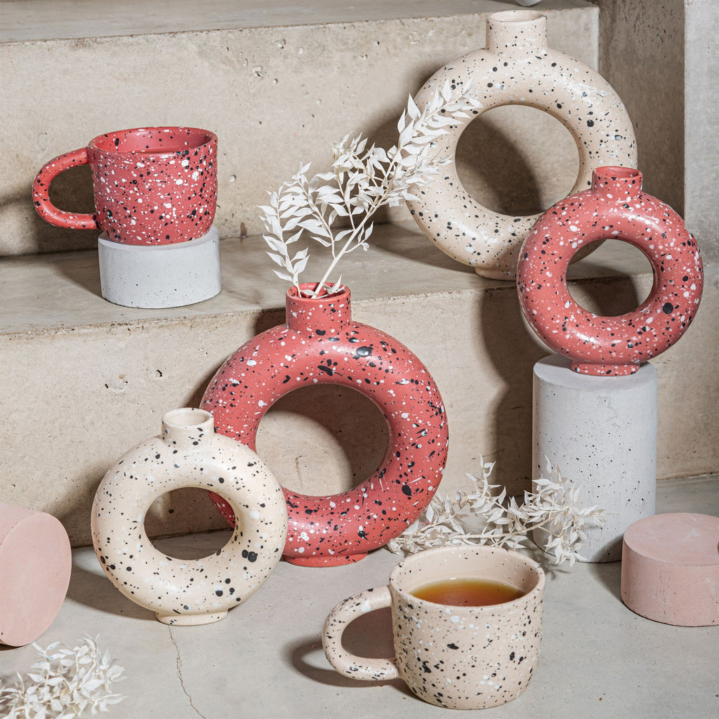 Sand Terrazzo Speckled Circle Vase Large