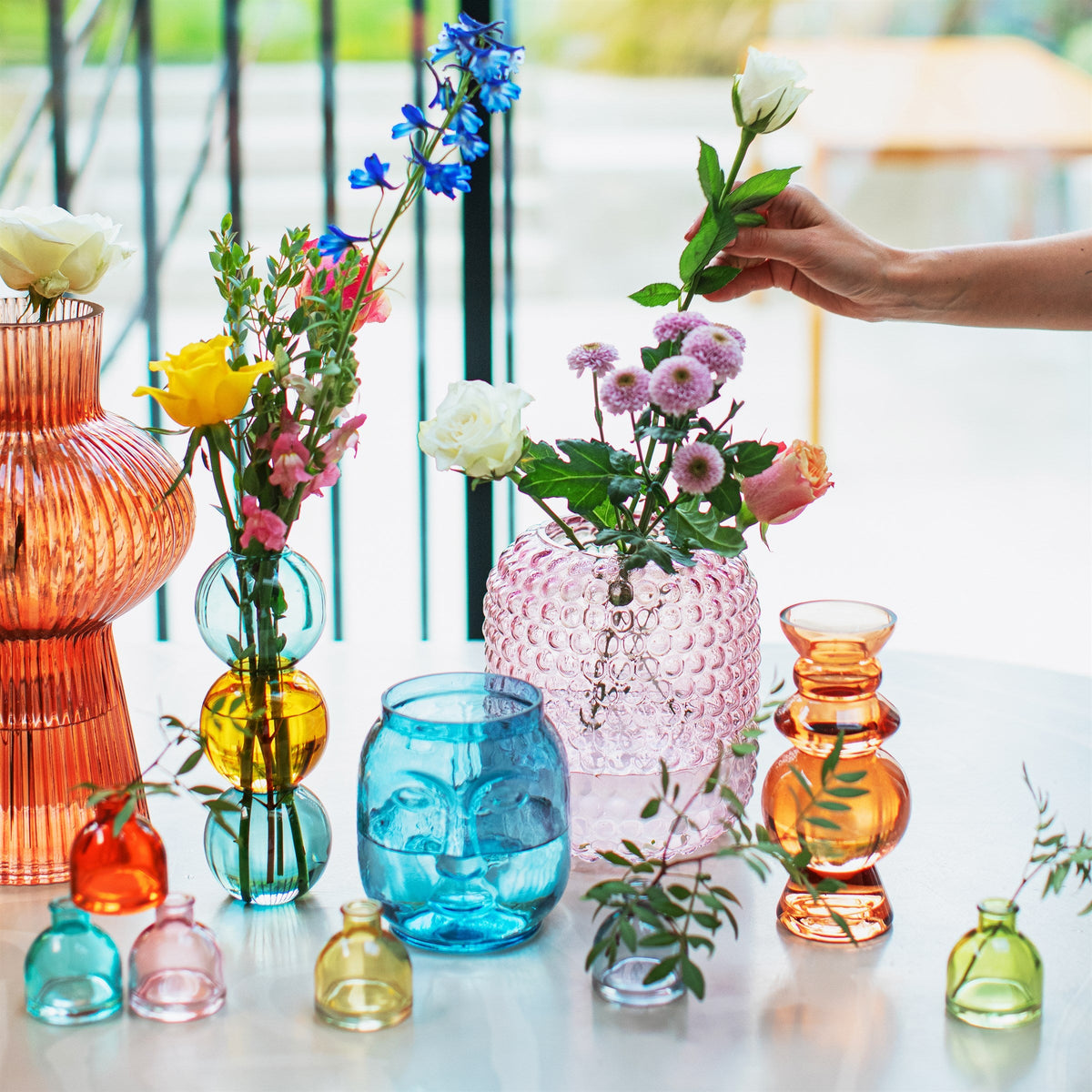 Glass Bobble Vase - Pink