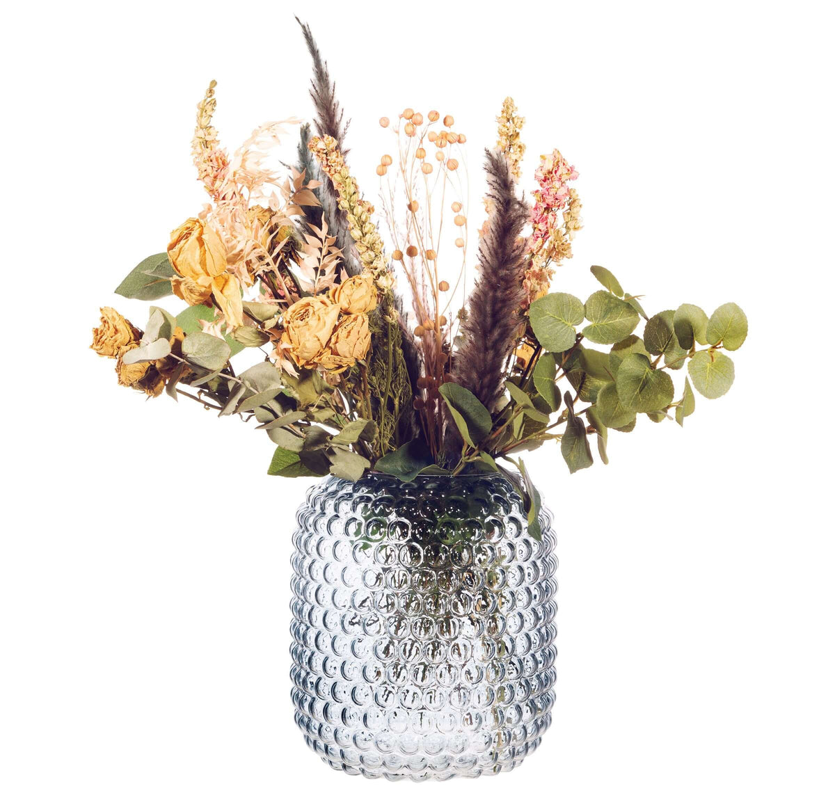Glass Bobble Vase - Grey, 20cm