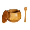 Bamboo Spice Jar With Spoon Airtight Lid