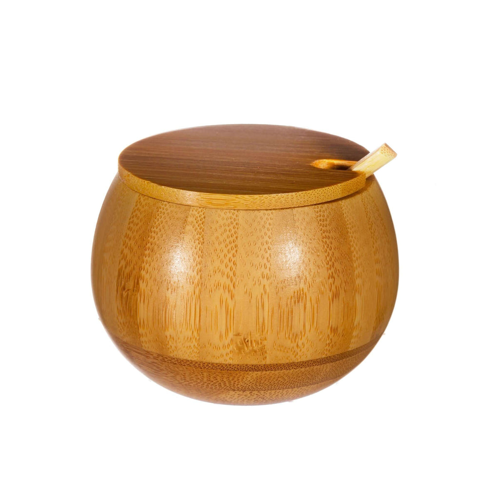 Bamboo Spice Jar With Spoon Airtight Lid