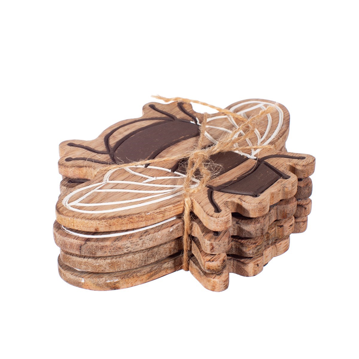 Mango Wood Bee Coasters - Set of 4