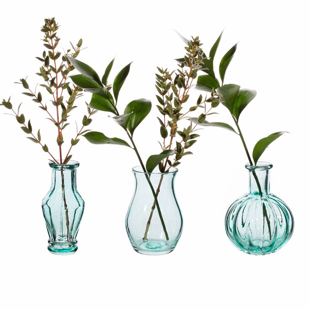 Recycled Glass Vintage Bud Vase Set