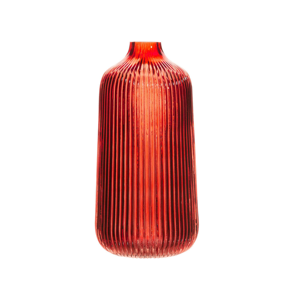 Tall Fluted Glass Vase - Amber