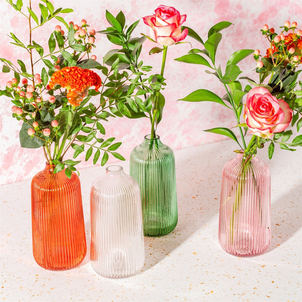 Tall Fluted Glass Vase - Amber