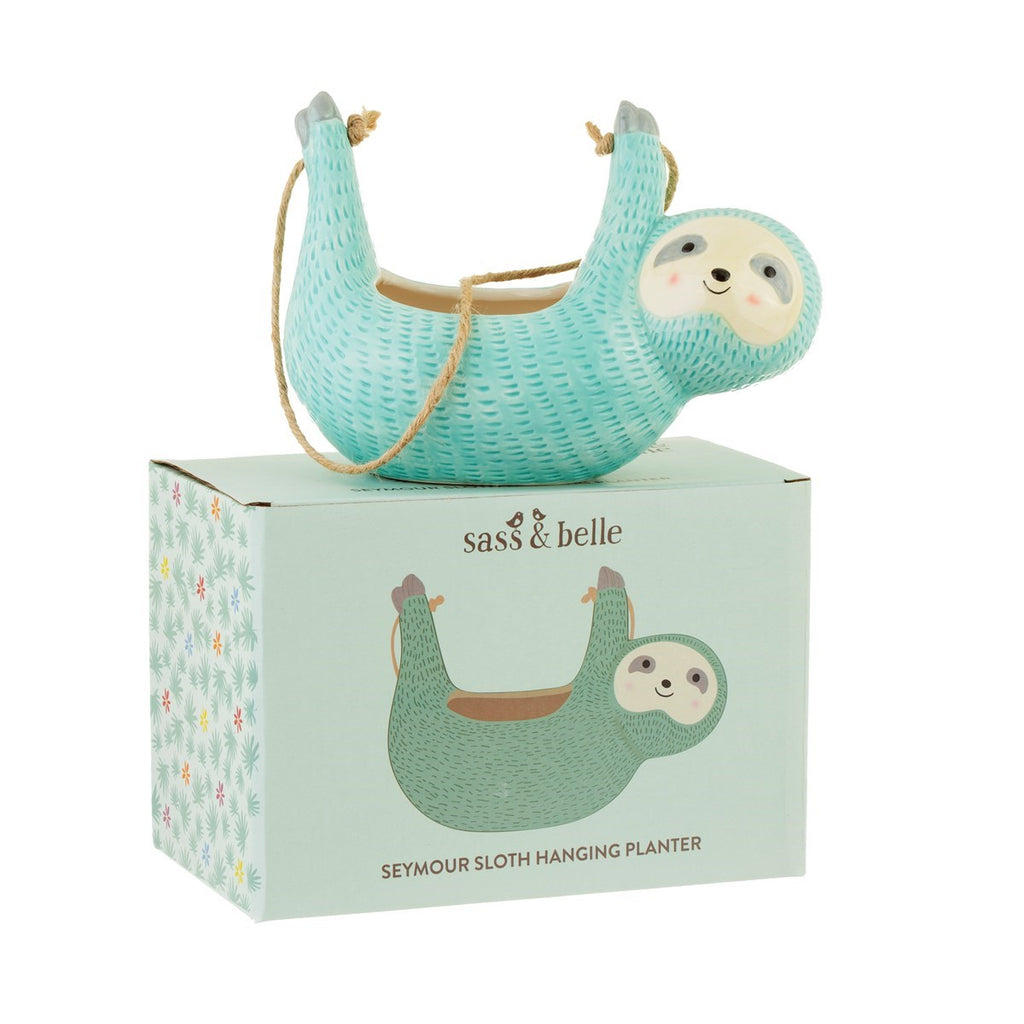 Seymour Sloth Hanging Planter - Blue