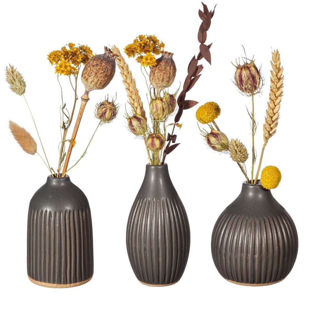 Grooved Bud Vases Black