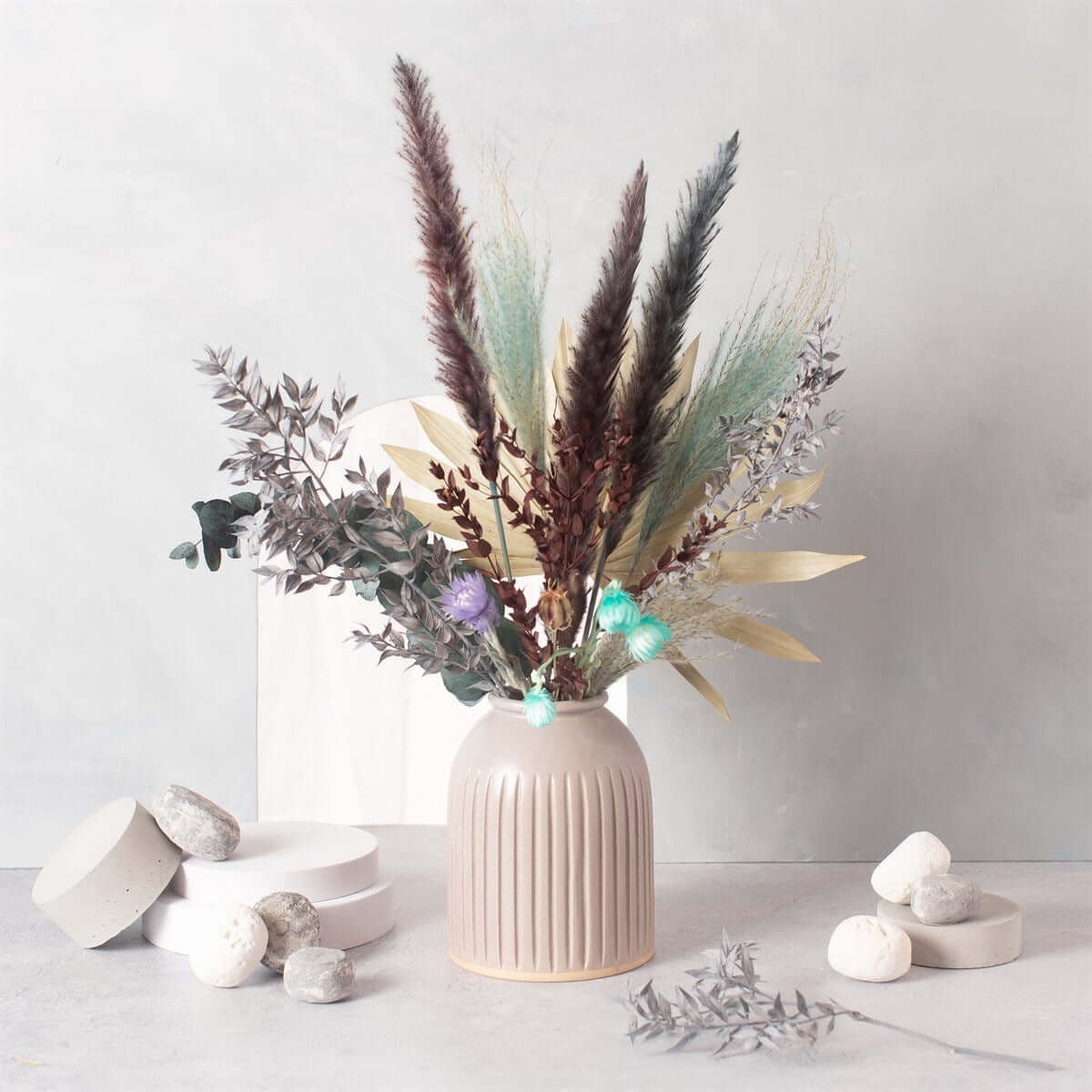 Grooved Vase - Speckled Grey