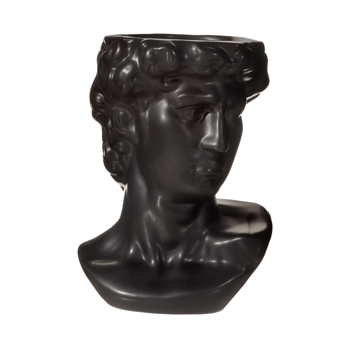 Large Greek Head Vase Planter Black Stoneware