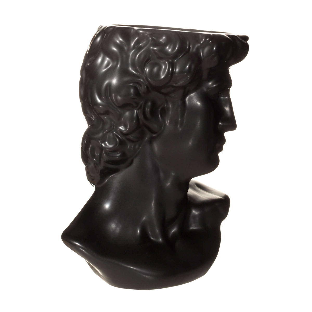 Large Greek Head Vase Planter Black Stoneware
