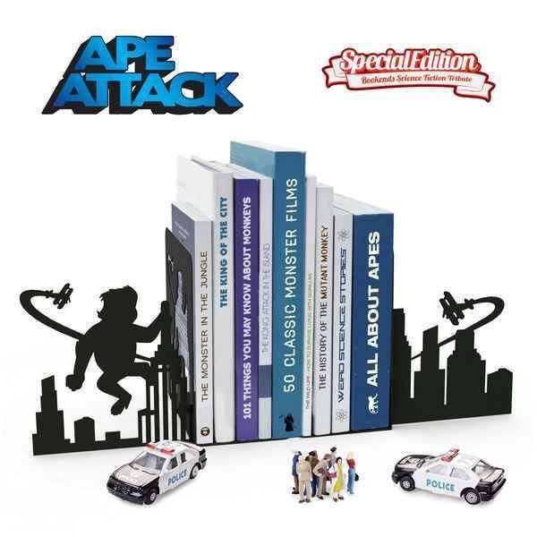 Ape Attack Metal Ape Bookends