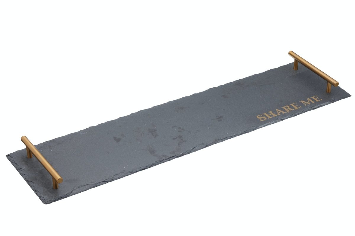 Slate with Twin Brass Coloured Handles