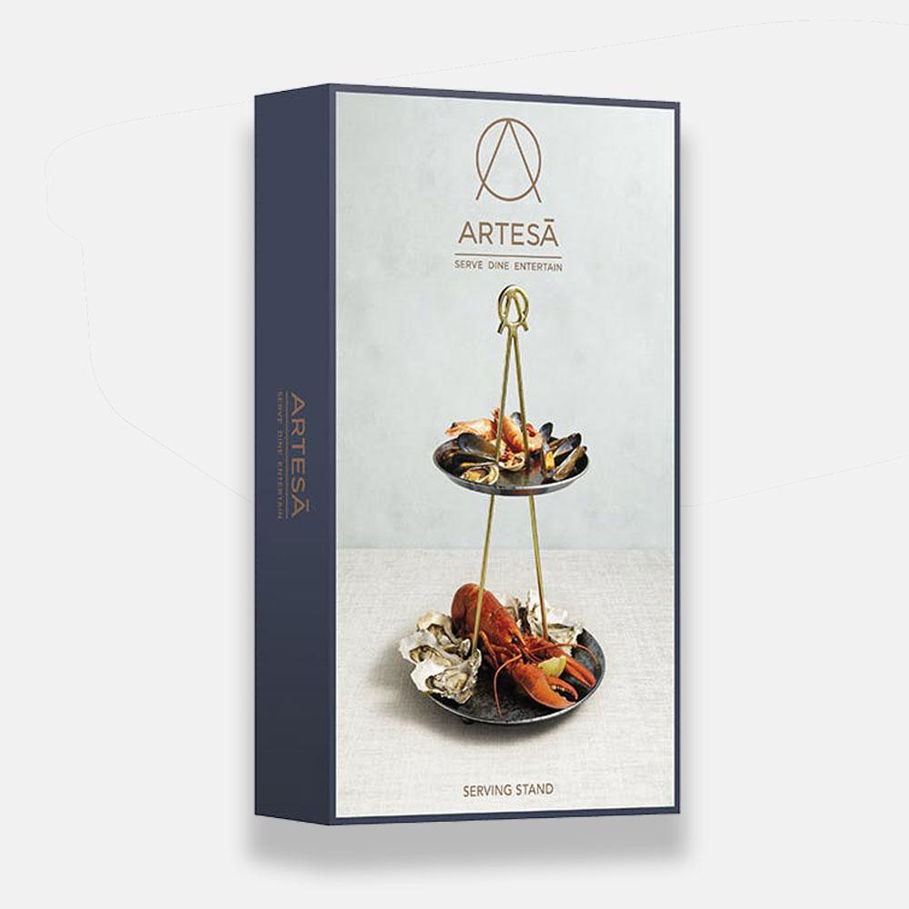 Two-Tier Serving Stand - Blue & Brass