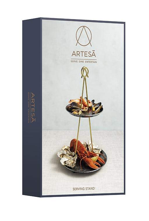 Two-Tier Serving Stand - Blue & Brass