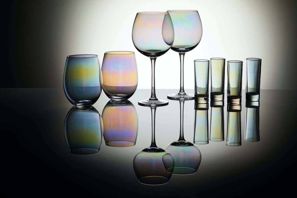 Set of Two Iridescent Copa Gin Glasses Long Stem
