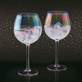 Set of Two Iridescent Copa Gin Glasses Long Stem