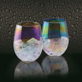 Set of Two Iridescent Glass Tumblers