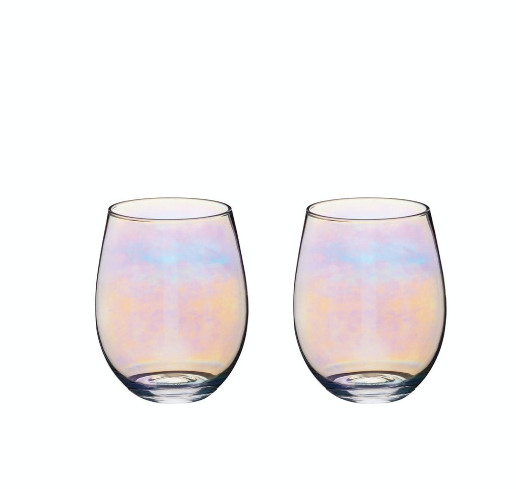 Set of Two Iridescent Glass Tumblers