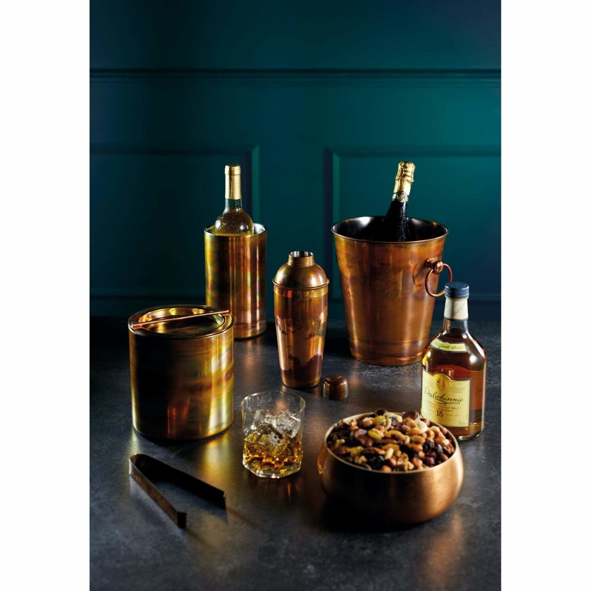 Iridescent Copper Cocktail Shaker & Strainer
