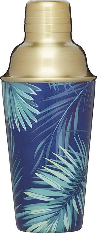 Tropical Palm Leaf Cocktail Shaker - Brass