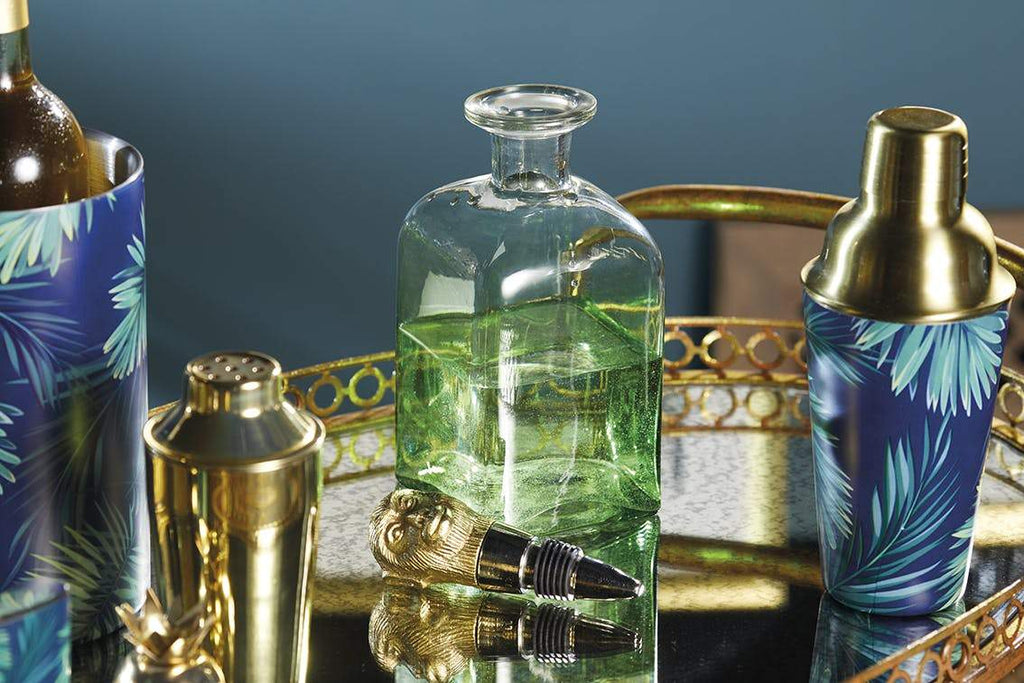 Tropical Palm Leaf Cocktail Shaker - Brass