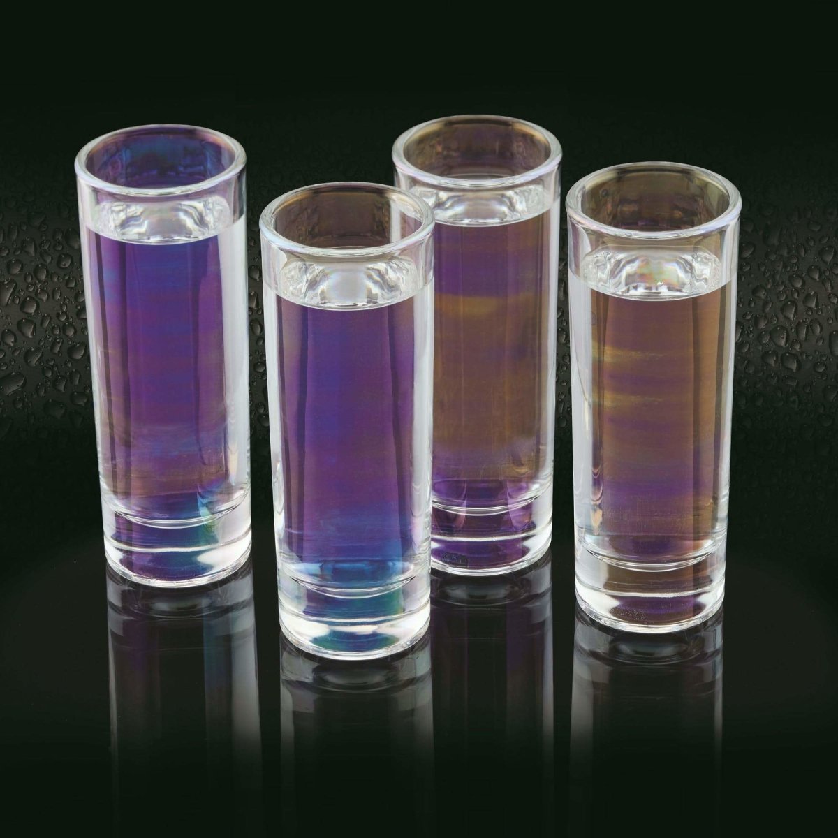 Set of Four Iridescent Tall Shot Glasses