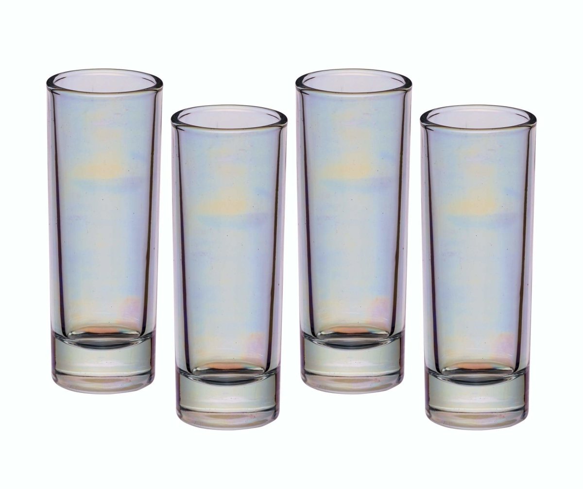 Set of Four Iridescent Tall Shot Glasses