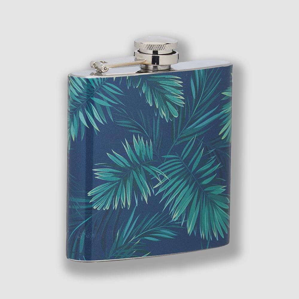 Stainless Steel Tropical Leaves 175ml Hip Flask
