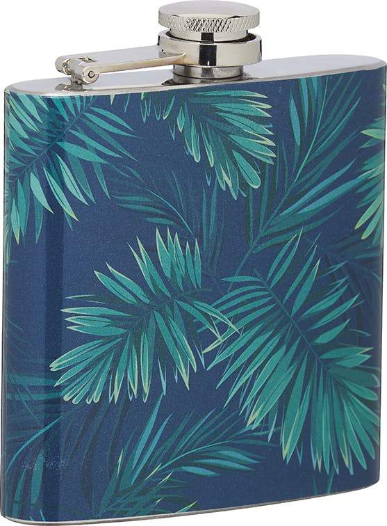 Stainless Steel Tropical Leaves 175ml Hip Flask