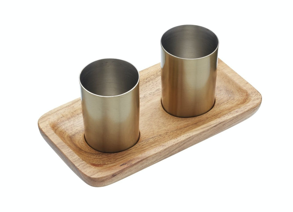Brass-Finish Shot Glass Gift Set - 3 Pieces