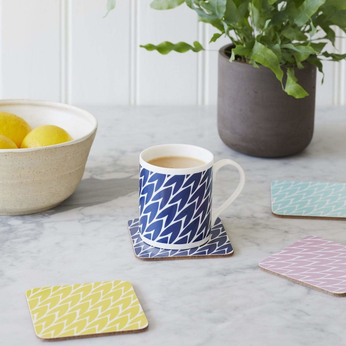 Leaf Print Drink Coasters Mixed Colours Set Of 4