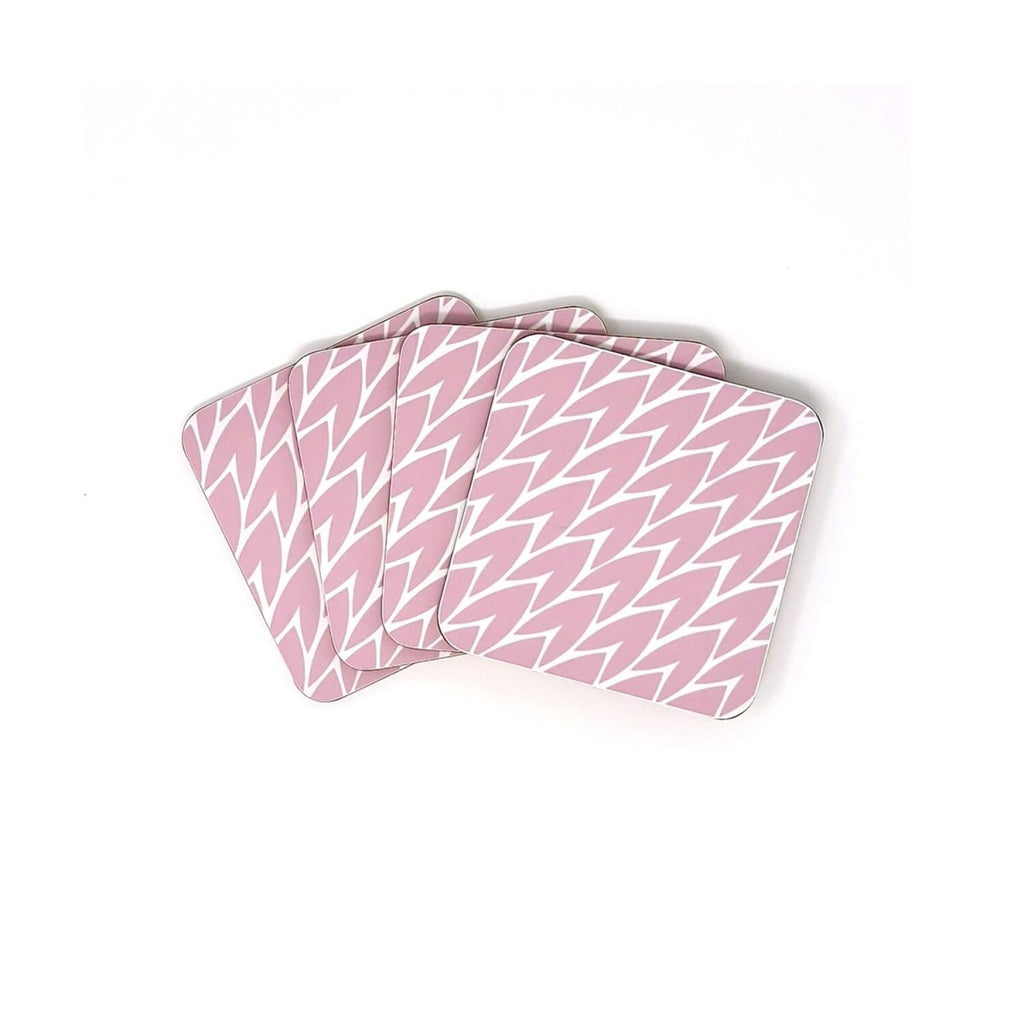 Leaf Pink Drink Coasters Set Of 4