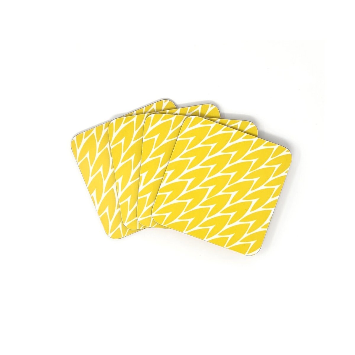 Leaf Drink Coasters - Yellow - Set Of 4