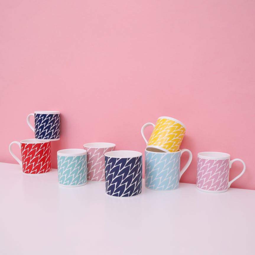 Leaf Large Bone China Mug - Pink