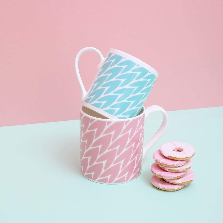 Leaf Large Bone China Mug - Pink