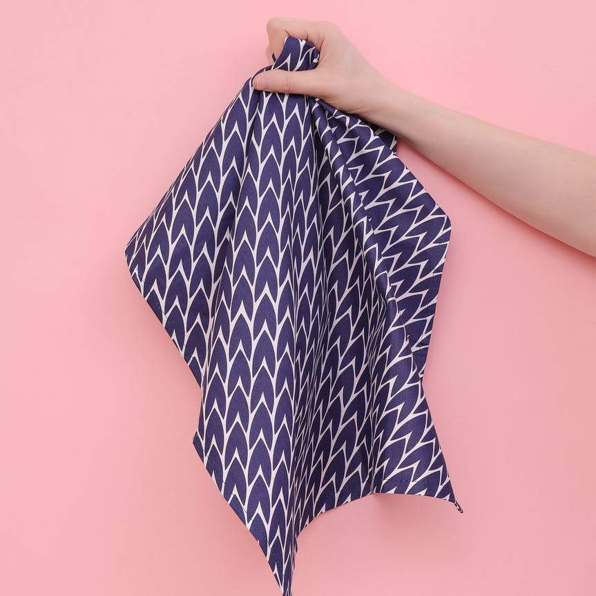Leaf Cotton Tea Towel - Dark Blue