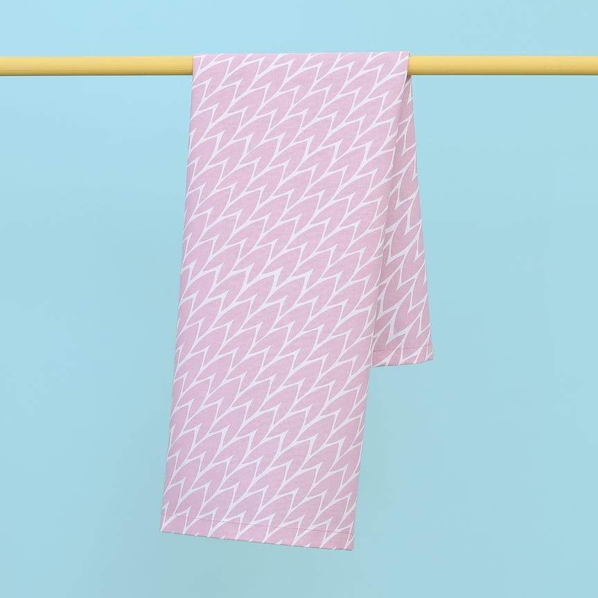 Leaf Cotton Tea Towel - Pink