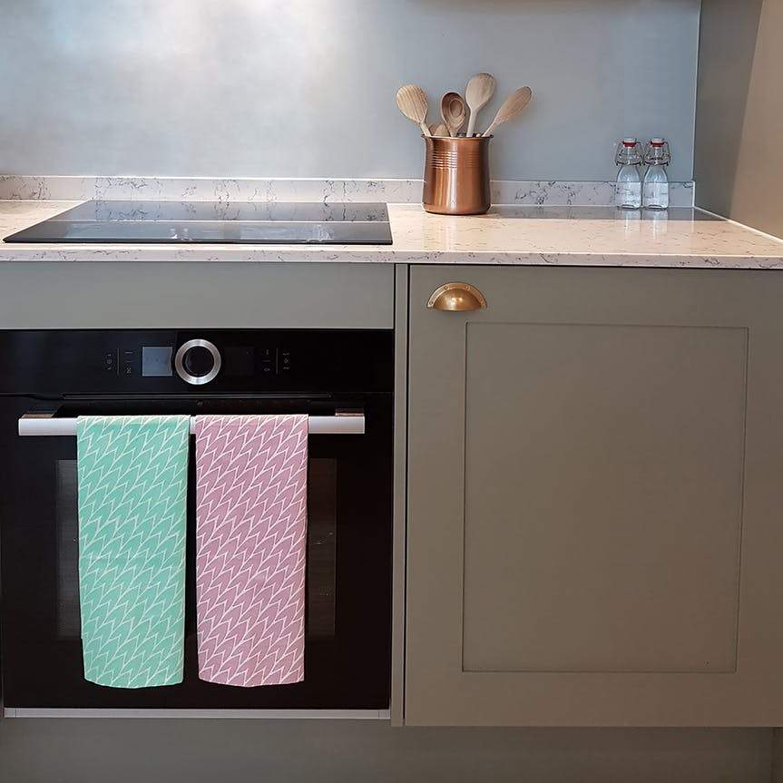 Leaf Tea Towel / Pink & Mint 2 Pack
