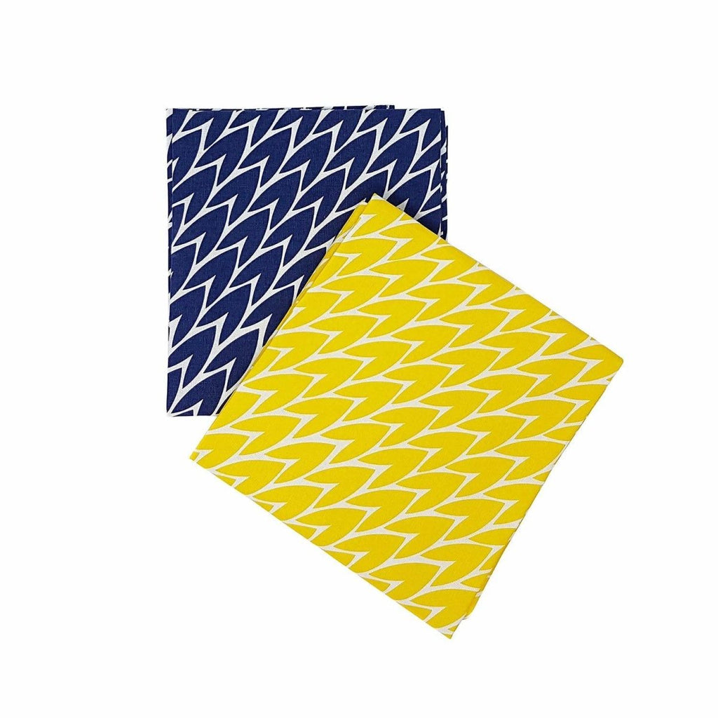 Leaf Tea Towels 2 Pack Yellow & Dark Blue