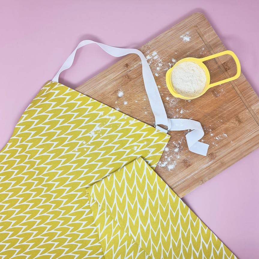 Leaf Cotton Apron - Yellow