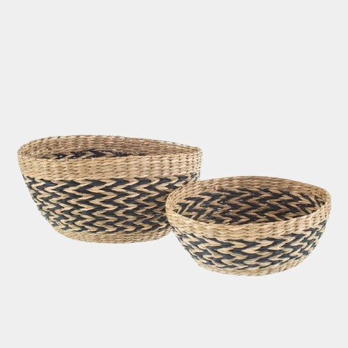 Black Chevron Seagrass Decorative Bowls