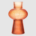 Large Amber Shapely Fluted Glass Vase