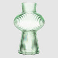 Green Large Shapely Fluted Glass Vase