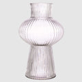 Large Shapely Fluted Glass Vase Ribbed Texture
