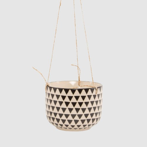 Black Geo Isla Hanging Planter