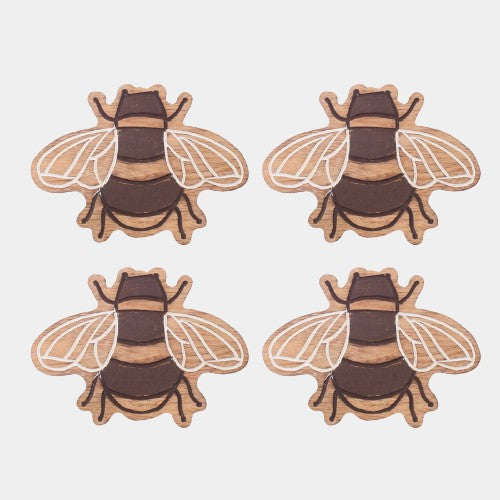 Mango Wood Bee Coasters - Set of 4