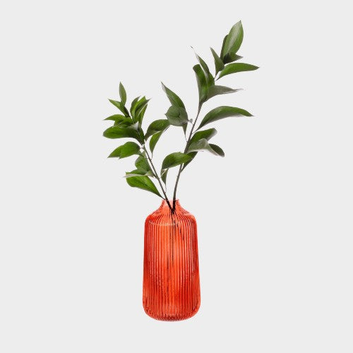 Tall Fluted Glass Vase - Amber