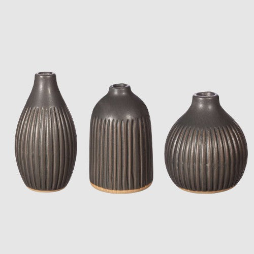 Grooved Bud Vases Black